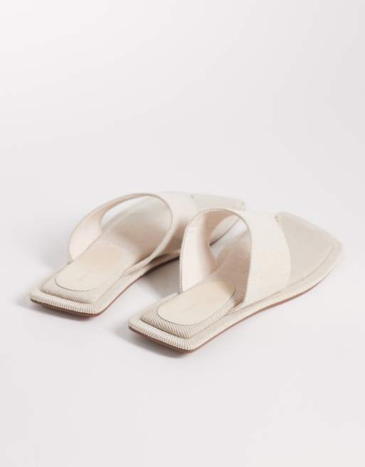 ASOS DESIGN - Feline - Sandales à bout carré effet lin - Naturel, 4 de 4