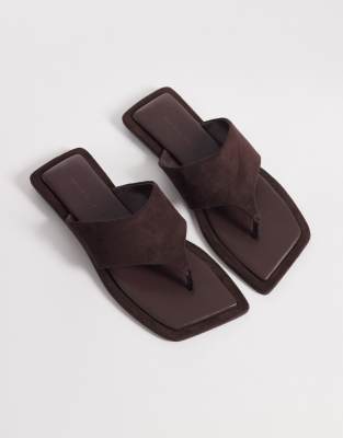 ASOS DESIGN Feline square angled toe sandal in chocolate | ASOS
