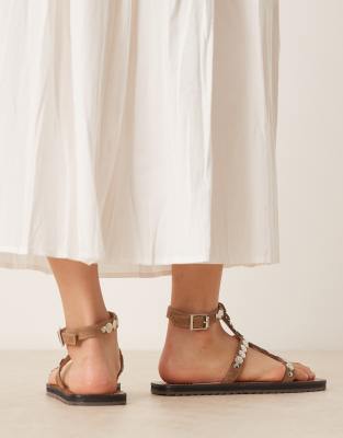 Asos Design Felix Metal Coin Flat Sandals