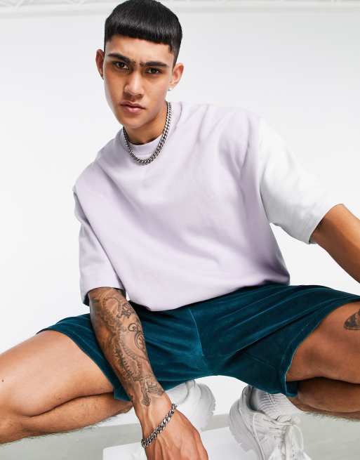 ASOS DESIGN Felpa a maniche corte oversize in color block colori pastello tono su tono in coordinato ASOS