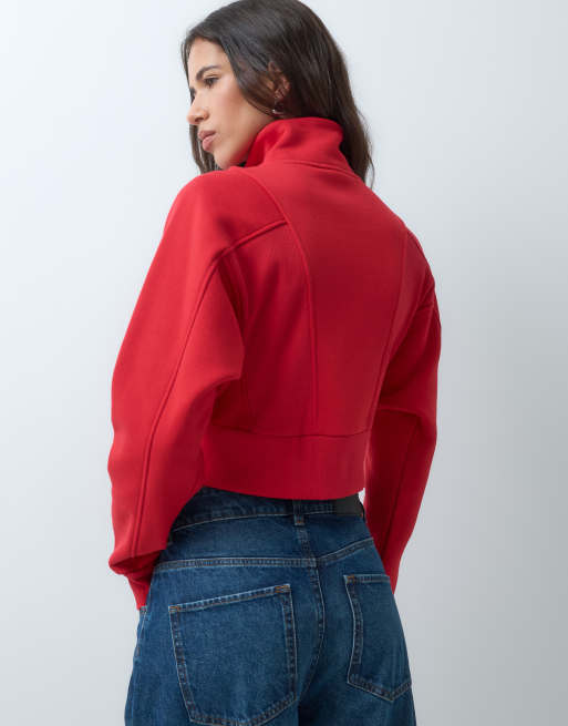 ASOS DESIGN felpa aderente con dettagli di cuciture rossa, 3 di 5