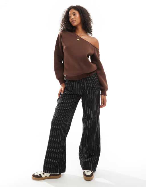 ASOS DESIGN - Felpa asimmetrica extra larga color cioccolato, 4 di 4