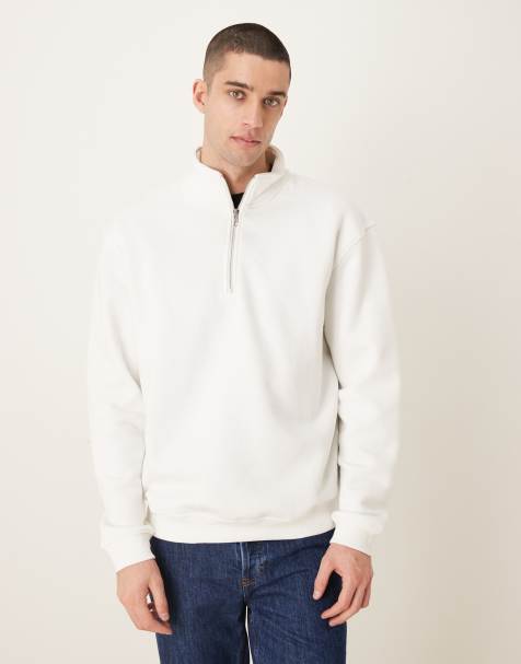 ASOS DESIGN - Felpa basic comoda beige con zip corta - view 1