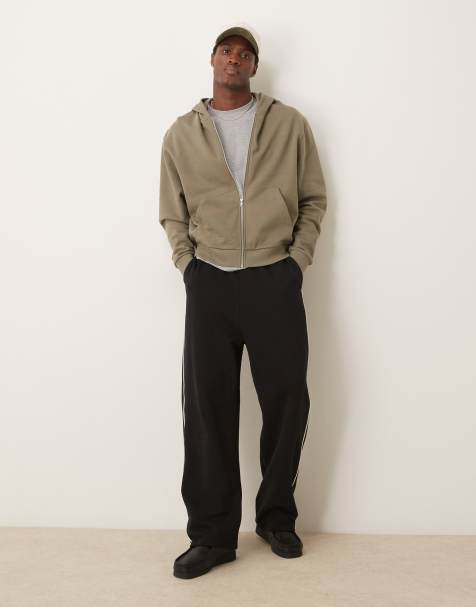 ASOS DESIGN - Felpa basic kaki squadrata e comoda con cappuccio e zip - view 1