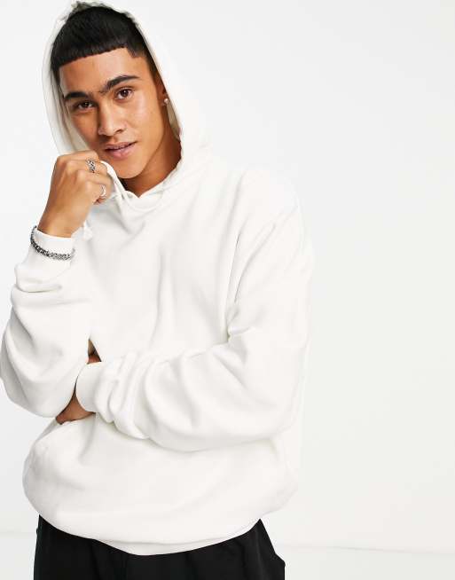 ASOS DESIGN - Felpa bianca ultra oversize con cappuccio