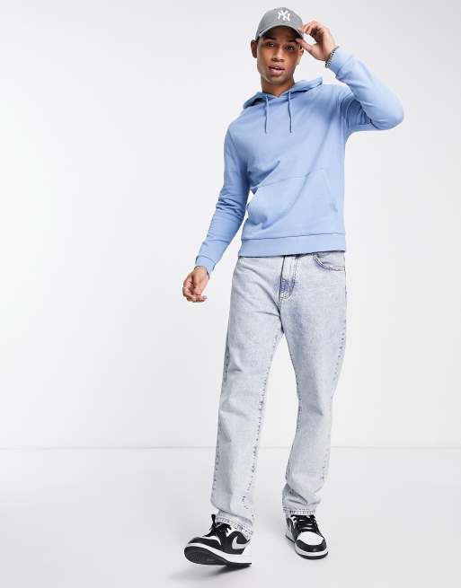 ASOS DESIGN - Felpa blu con cappuccio