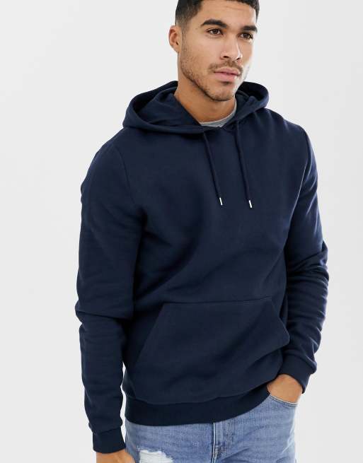 ASOS DESIGN - Felpa blu navy con cappuccio