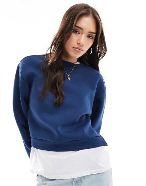 ASOS DESIGN - Felpa blu navy con orlo asimmetrico - view 1
