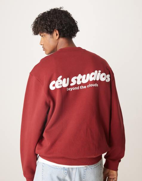 ASOS DESIGN - Felpa bordeaux oversize con stampa - view 1