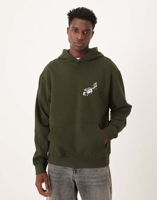 ASOS DESIGN - Felpa color antracite con cappuccio e stampa stile souvenir con furgoncino, 3 di 5