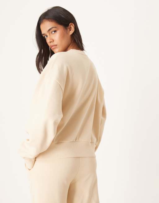 ASOS DESIGN - Felpa color latticello con cucitura in coordinato, 3 di 4