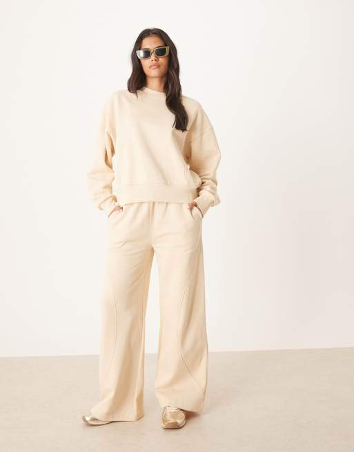 ASOS DESIGN - Felpa color latticello con cucitura in coordinato, 4 di 4