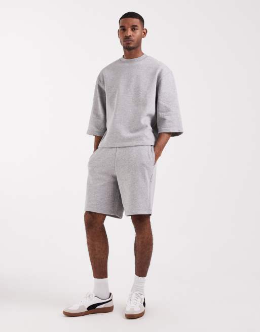 ASOS DESIGN - Felpa comoda a maniche corte grigio mélange in coordinato, 2 di 5