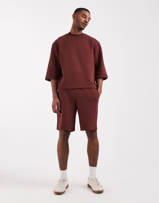 ASOS DESIGN - Felpa comoda a maniche corte marrone scuro in coordinato, 2 di 5