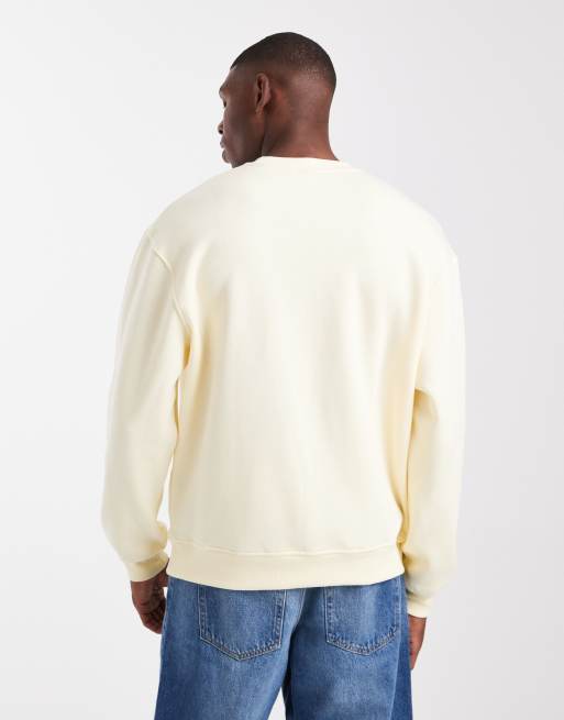 ASOS DESIGN - Felpa comoda giallo pallido con ricamo e scritta effetto invecchiato, 3 di 5
