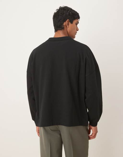 ASOS DESIGN - Felpa comoda nera con rever, 3 di 5