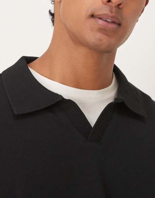 ASOS DESIGN - Felpa comoda nera con rever, 5 di 5