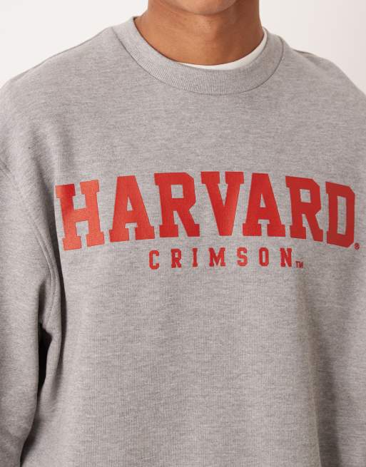 ASOS DESIGN - Felpa comoda unisex grigio mélange con stampa Harvard, 5 di 5