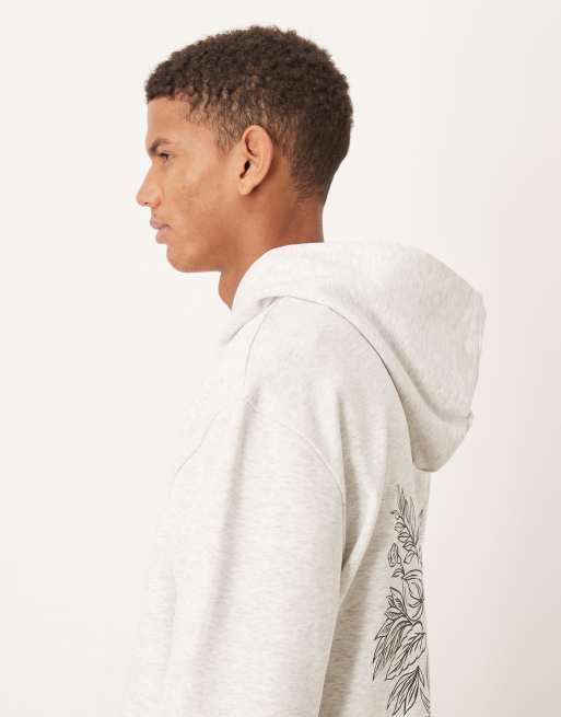 ASOS DESIGN - Felpa con cappuccio bianco mélange con scritta, 4 di 5