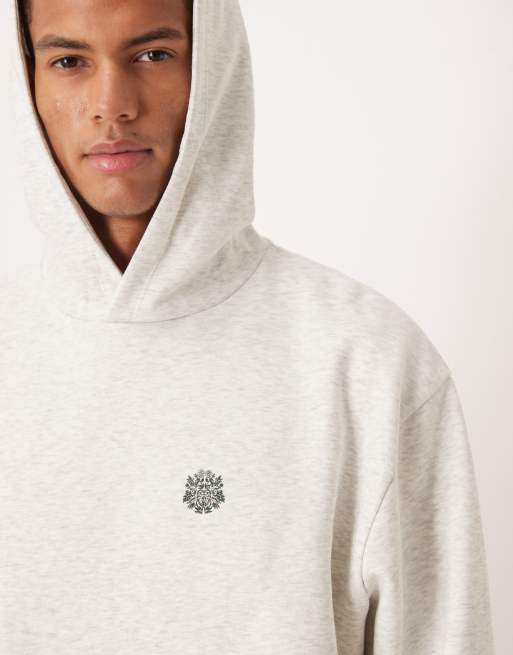 ASOS DESIGN - Felpa con cappuccio bianco mélange con scritta, 5 di 5