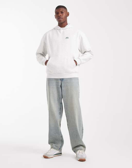 ASOS DESIGN - Felpa con cappuccio bianco mélange con scritta, 2 di 5