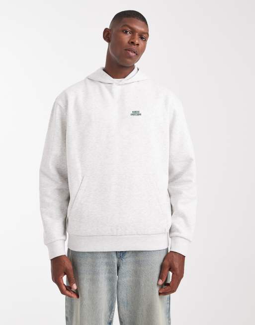 ASOS DESIGN - Felpa con cappuccio bianco mélange con scritta, 3 di 5