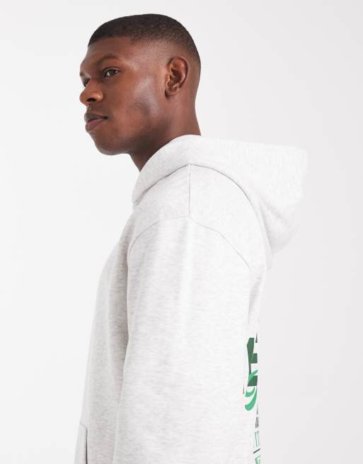 ASOS DESIGN - Felpa con cappuccio bianco mélange con scritta, 4 di 5