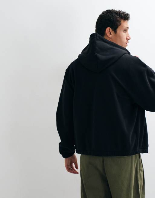 ASOS DESIGN felpa con cappuccio boxy comoda con zip e stampa e cappuccio a contrasto, 5 di 5