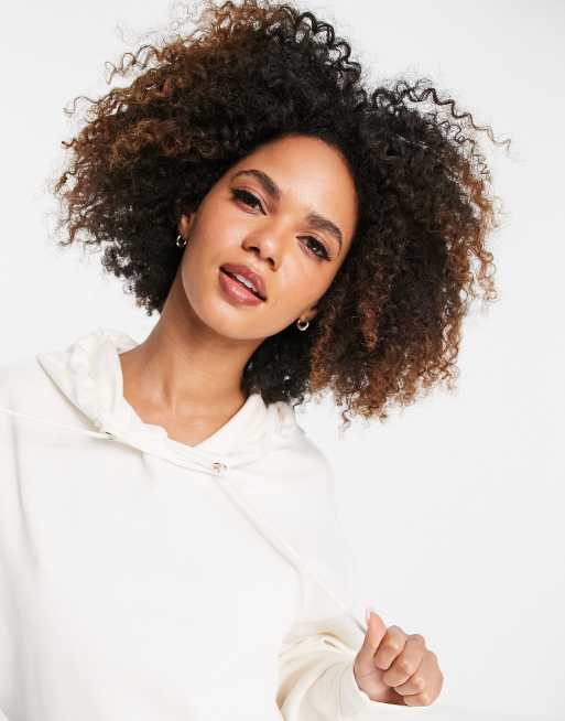 ASOS DESIGN - Felpa con cappuccio boyfriend oversize color avorio