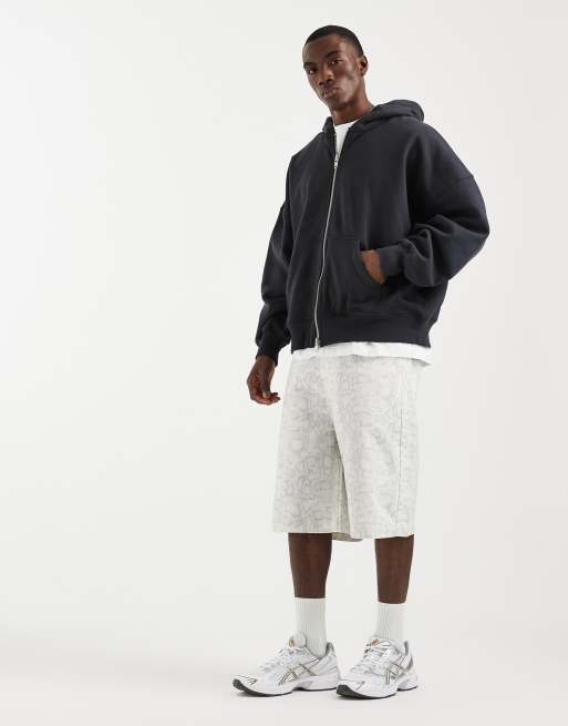 ASOS DESIGN - Felpa con cappuccio e zip premium super oversize pesante 400 g/m<sup>2</sup> verde scuro , 3 di 5