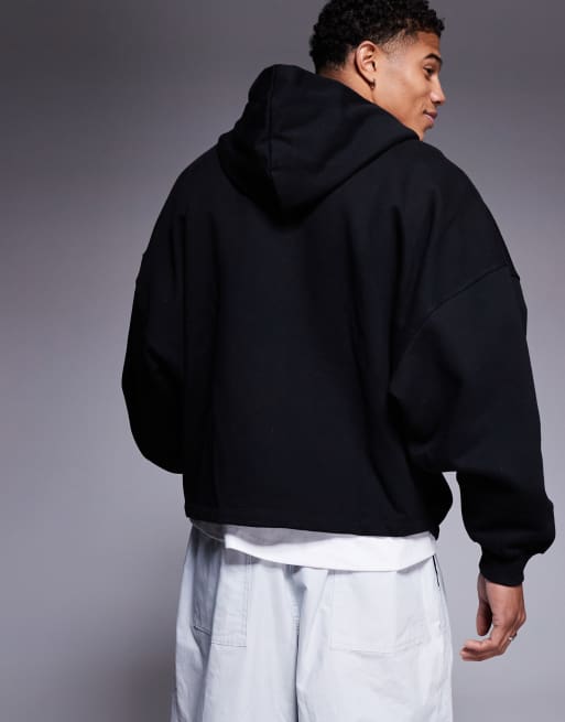 ASOS DESIGN - Felpa con cappuccio e zip premium super oversize pesante 400 gsm nera, 3 di 4