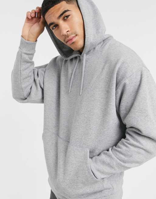ASOS DESIGN - Felpa con cappuccio grigio mélange oversize