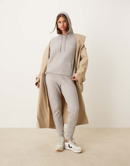 ASOS DESIGN - Felpa con cappuccio in maglia compatta grigia in coordinato, 2 di 4