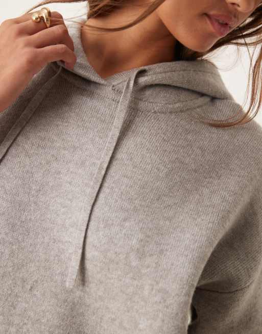 ASOS DESIGN - Felpa con cappuccio in maglia compatta grigia in coordinato, 3 di 4