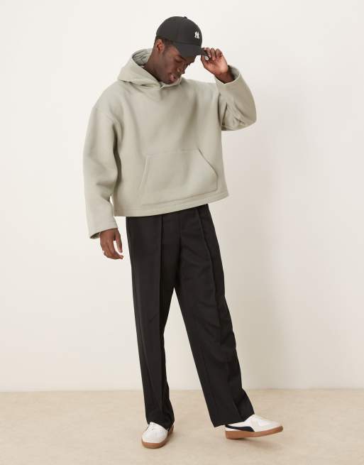 ASOS DESIGN - Felpa con cappuccio kaki con fondo fisso, 2 di 4