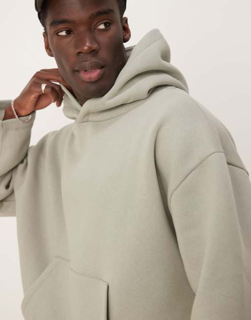 ASOS DESIGN - Felpa con cappuccio kaki con fondo fisso, 3 di 4