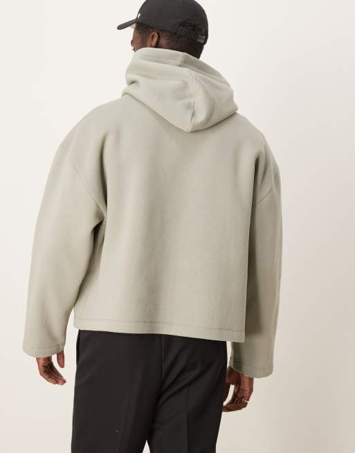 ASOS DESIGN - Felpa con cappuccio kaki con fondo fisso, 4 di 4