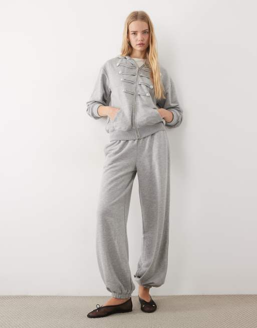 ASOS DESIGN felpa con cappuccio militare con zip in grigio mélange, 2 di 4