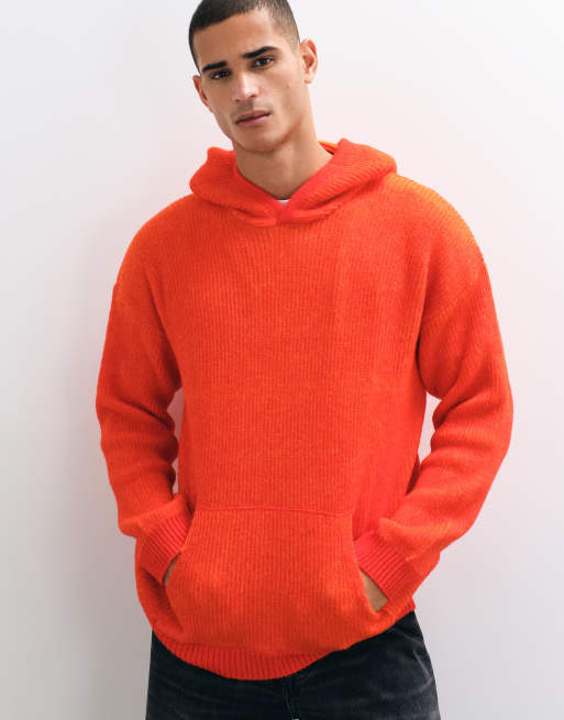 ASOS DESIGN felpa con cappuccio oversize a coste lavorata a maglia arancione, 3 di 5
