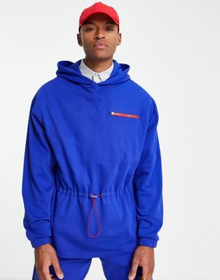 ASOS DESIGN co-ord oversized hoodie with drawstring waist in blue - ASOS Price Checker