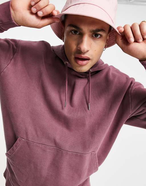 ASOS DESIGN - Felpa con cappuccio oversize color bordeaux slavato in coordinato