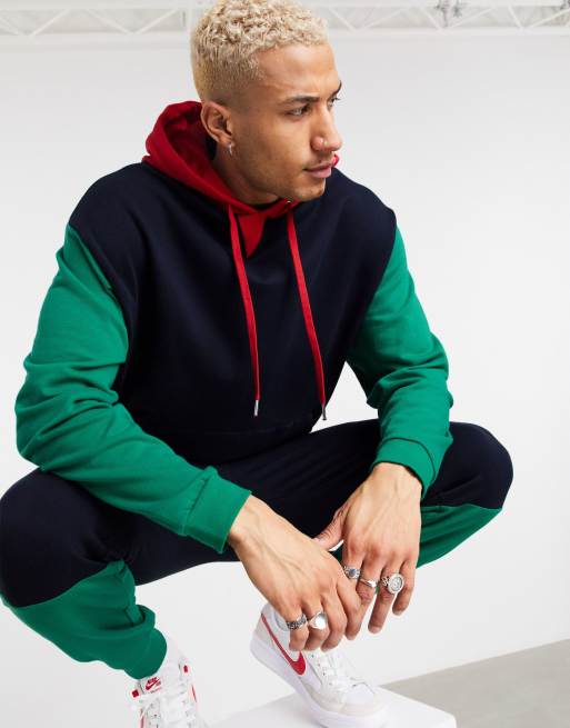 ASOS DESIGN - Tuta sportiva oversize con color block in stile college in coordinato, 2 di 3