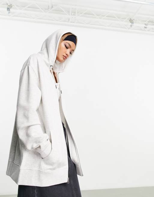 ASOS DESIGN - Felpa con cappuccio oversize con cerniera lampo, colore grigio chiaro