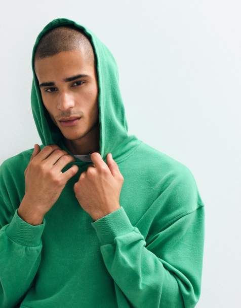 ASOS DESIGN felpa con cappuccio oversize con lavaggio acidato verde - view 1