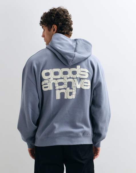 ASOS DESIGN felpa con cappuccio oversize con stampa sul retro blu - view 1