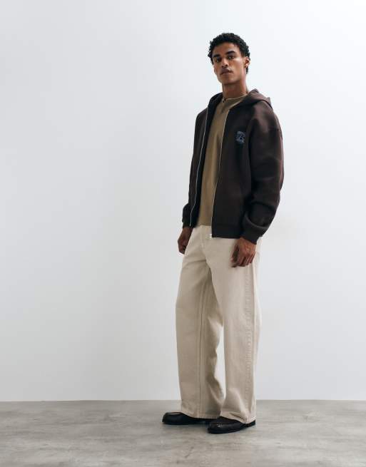 ASOS DESIGN felpa con cappuccio oversize con zip e stampa pigmentata, 4 di 5
