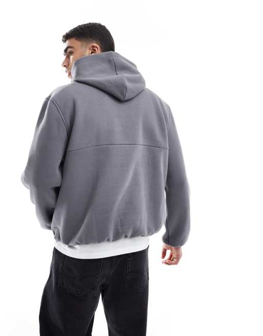 ASOS DESIGN - Felpa con cappuccio oversize grigia con fondo a palloncino, 2 di 4