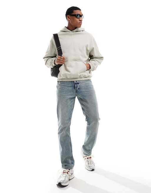 ASOS DESIGN - Felpa con cappuccio oversize grigia con pannelli cuciti a vista