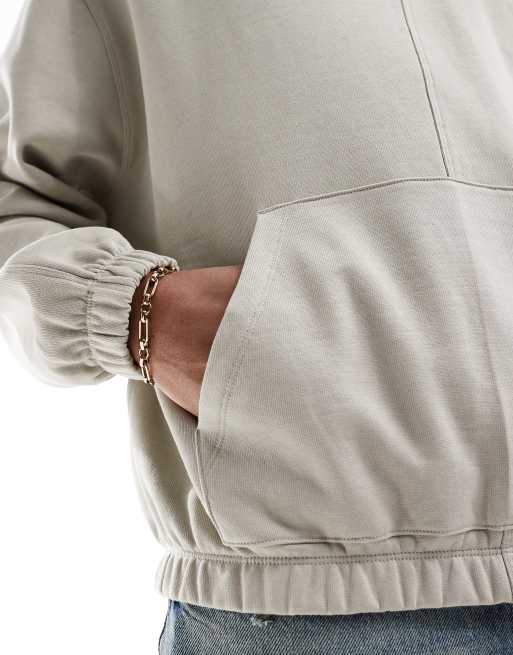 ASOS DESIGN - Felpa con cappuccio oversize grigia con pannelli cuciti a vista, 3 di 4