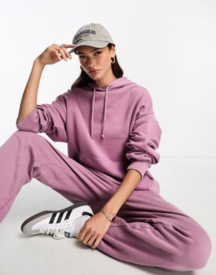ASOS DESIGN Oversized hoodie co-ord in washed aubergine - ASOS Price Checker